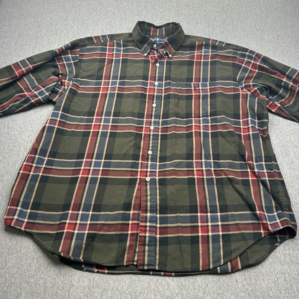 Ralph Lauren Blaire Shirt Mens XXL Green Blue Red Plaid Cotton Button Down - Picture 3 of 13